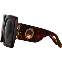 Linda Farrow - Sierra Oversized Sunglasses in Tortoiseshell - LFL1346C3SUN - Eyewear - Avvenice