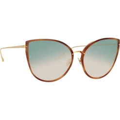 Linda Farrow - Silvie Cat Eye Sunglasses in Horn - LFL1244C4SUN - Eyewear - Avvenice