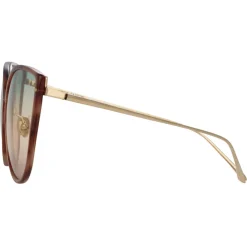 Linda Farrow - Silvie Cat Eye Sunglasses in Horn - LFL1244C4SUN - Eyewear - Avvenice