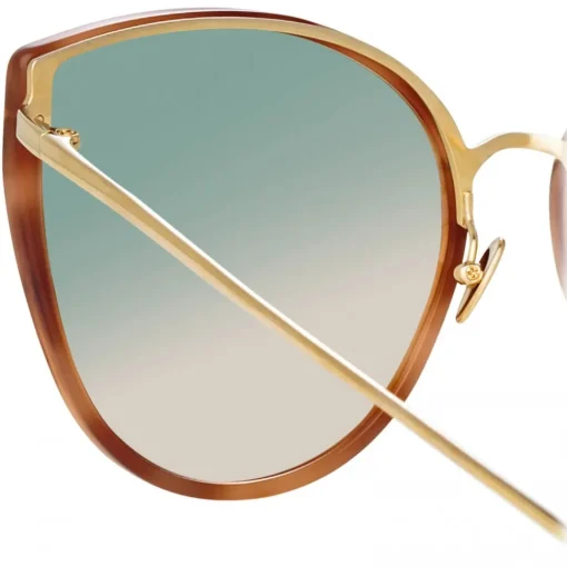 Linda Farrow - Silvie Cat Eye Sunglasses in Horn - LFL1244C4SUN - Eyewear - Avvenice