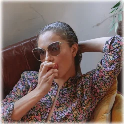 Linda Farrow - Silvie Cat Eye Sunglasses in Ash - LFL1244C3SUN - Eyewear - Avvenice