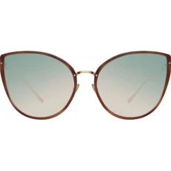 Linda Farrow - Silvie Cat Eye Sunglasses in Horn - LFL1244C4SUN - Eyewear - Avvenice