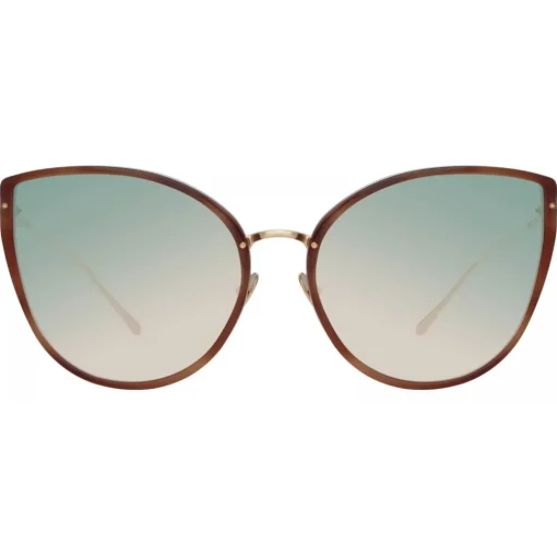 Linda Farrow - Silvie Cat Eye Sunglasses in Horn - LFL1244C4SUN - Eyewear - Avvenice