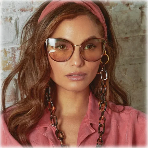 Linda Farrow - Silvie Cat Eye Sunglasses in Horn - LFL1244C4SUN - Eyewear - Avvenice