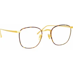 Linda Farrow - Simon Square Optical Glasses in Yellow Gold Tortoiseshell - LFLC479C17OPT - Eyewear - Avvenice
