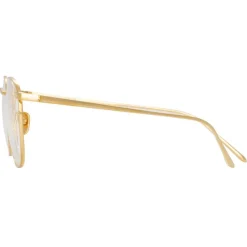 Linda Farrow - Simon Square Optical Glasses in Yellow Gold - LFLC479C6OPT - Eyewear - Avvenice