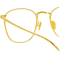 Linda Farrow - Simon Square Optical Glasses in Yellow Gold - LFLC479C6OPT - Eyewear - Avvenice