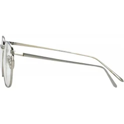 Linda Farrow - SImon Square Optical Glasses in White Gold - LFL479C7OPT - Eyewear - Avvenice^ Sunglasses