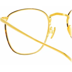 Linda Farrow - Simon Square Optical Glasses in Yellow Gold Tortoiseshell - LFLC479C17OPT - Eyewear - Avvenice