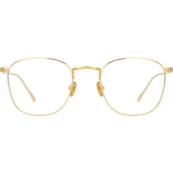 Linda Farrow - Simon Square Optical Glasses in Yellow Gold - LFLC479C6OPT - Eyewear - Avvenice