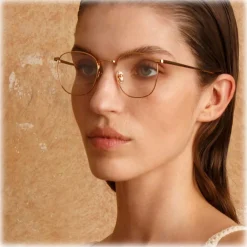 Linda Farrow - Simon Square Optical Glasses in Yellow Gold - LFLC479C6OPT - Eyewear - Avvenice