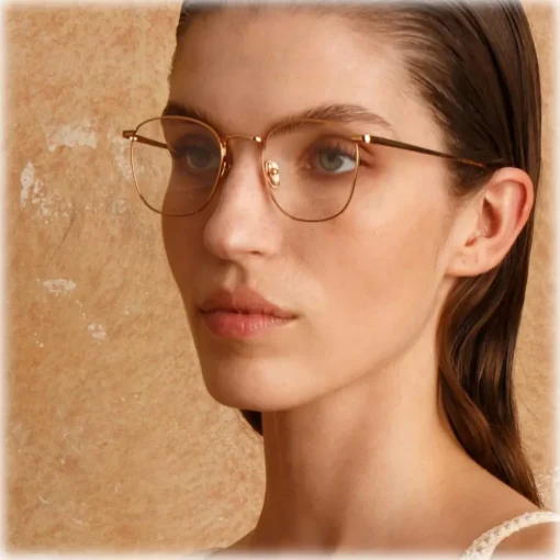 Linda Farrow - Simon Square Optical Glasses in Yellow Gold - LFLC479C6OPT - Eyewear - Avvenice