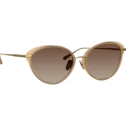 Linda Farrow - Song Cat Eye Sunglasses in Light Gold and Peach - LFL1445C2SUN - Eyewear - Avvenice