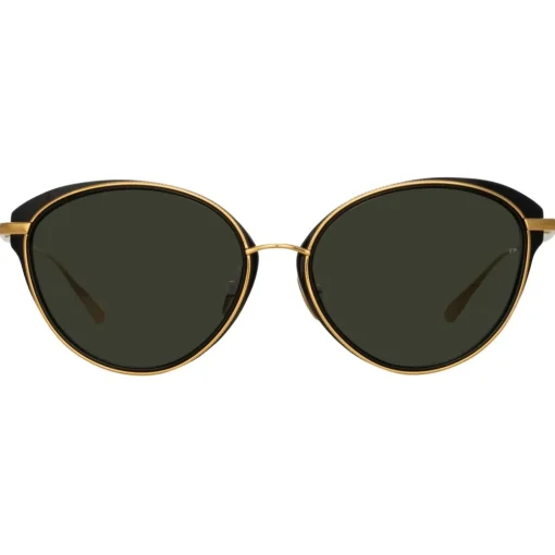 Linda Farrow - Song Cat Eye Sunglasses in Yellow Gold and Black - LFL1445C1SUN - Eyewear - Avvenice^ Sunglasses