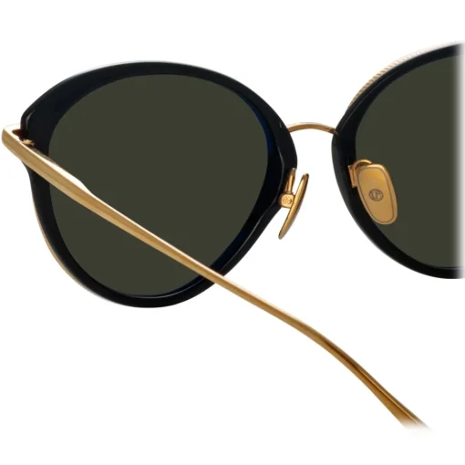 Linda Farrow - Song Cat Eye Sunglasses in Yellow Gold and Black - LFL1445C1SUN - Eyewear - Avvenice^ Sunglasses