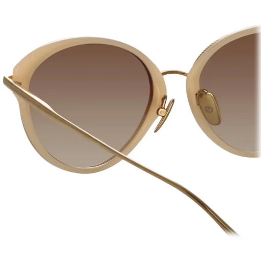 Linda Farrow - Song Cat Eye Sunglasses in Light Gold and Peach - LFL1445C2SUN - Eyewear - Avvenice