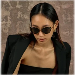 Linda Farrow - Song Cat Eye Sunglasses in Yellow Gold and Black - LFL1445C1SUN - Eyewear - Avvenice^ Sunglasses