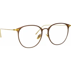 Linda Farrow - Sophia Oval Optical Glasses in Brown - LF45C3OPT - Eyewear - Avvenice^ Sunglasses