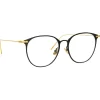 Linda Farrow - Sophia Oval Optical Glasses in Black Yellow Gold - LF45C1OPT - Eyewear - Avvenice