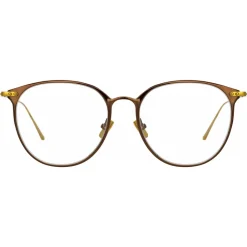 Linda Farrow - Sophia Oval Optical Glasses in Brown - LF45C3OPT - Eyewear - Avvenice^ Sunglasses