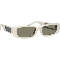 Linda Farrow - Talita Rectangular Sunglasses in White - LFL1419C3SUN - Eyewear - Avvenice^ Sunglasses