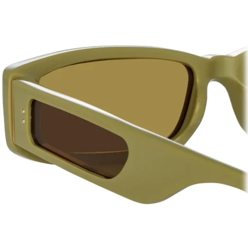 Linda Farrow - Talita Rectangular Sunglasses in Sage - LFL1419C6SUN - Eyewear - Avvenice^ Sunglasses