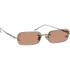 Linda Farrow - Taylor Rectangular Sunglasses in Light Gold Sand - LFL1131C10SUN - Eyewear - Avvenice
