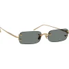 Linda Farrow - Taylor Rectangular Sunglasses in Yellow Gold Green - LFL1131C9SUN - Eyewear - Avvenice^ Sunglasses