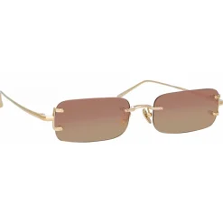 Linda Farrow - Taylor Rectangular Sunglasses in Light Gold - LFL1131C3SUN - Eyewear - Avvenice
