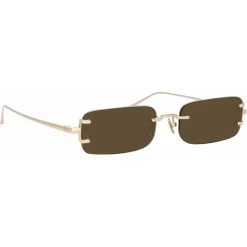 Linda Farrow - Taylor Rectangular Sunglasses in Light Gold Brown - LFL1131C2SUN - Eyewear - Avvenice^ Sunglasses