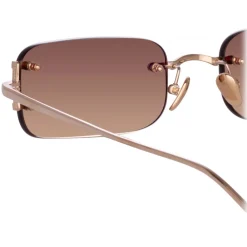 Linda Farrow - Taylor Rectangular Sunglasses in Light Gold Sand - LFL1131C10SUN - Eyewear - Avvenice