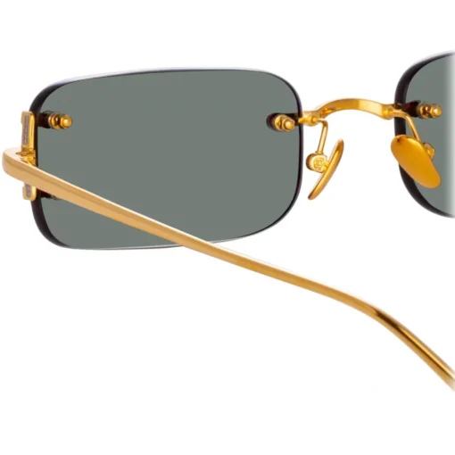 Linda Farrow - Taylor Rectangular Sunglasses in Yellow Gold Green - LFL1131C9SUN - Eyewear - Avvenice^ Sunglasses