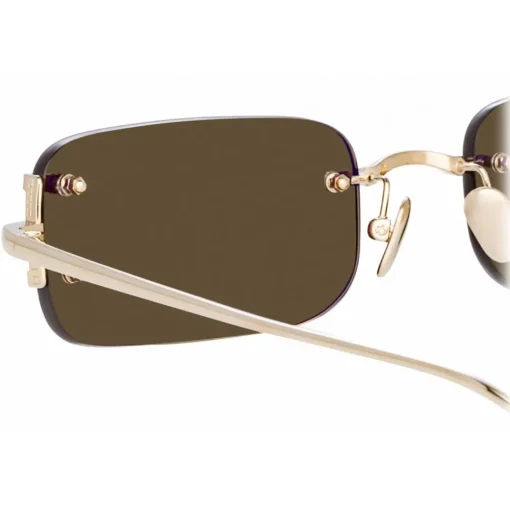 Linda Farrow - Taylor Rectangular Sunglasses in Light Gold Brown - LFL1131C2SUN - Eyewear - Avvenice^ Sunglasses