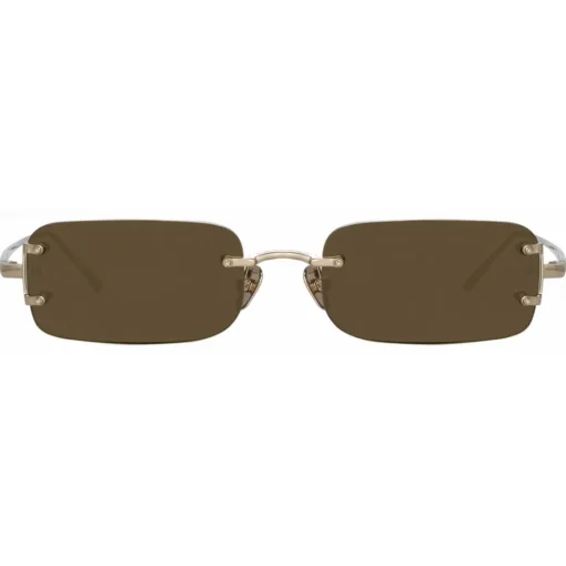 Linda Farrow - Taylor Rectangular Sunglasses in Light Gold Brown - LFL1131C2SUN - Eyewear - Avvenice^ Sunglasses