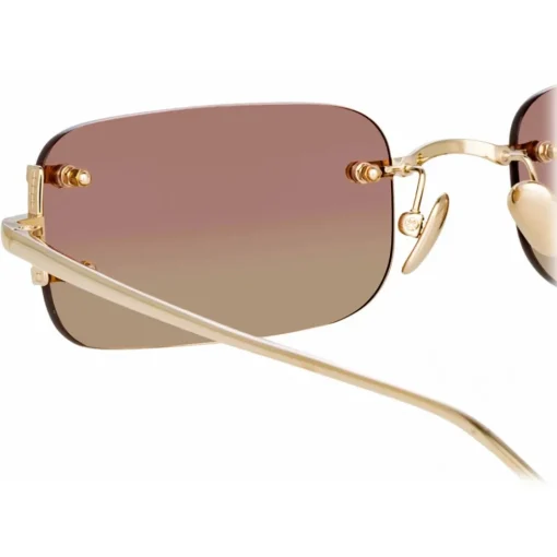 Linda Farrow - Taylor Rectangular Sunglasses in Light Gold - LFL1131C3SUN - Eyewear - Avvenice