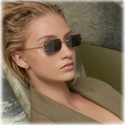 Linda Farrow - Taylor Rectangular Sunglasses in Light Gold - LFL1131C3SUN - Eyewear - Avvenice