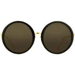 Linda Farrow - The Kew Round Sunglasses in Black (C1) - LFLC457C1SUN - Eyewear - Avvenice