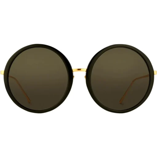 Linda Farrow - The Kew Round Sunglasses in Black (C1) - LFLC457C1SUN - Eyewear - Avvenice