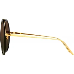 Linda Farrow - The Kew Round Sunglasses in Black (C1) - LFLC457C1SUN - Eyewear - Avvenice