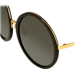 Linda Farrow - The Kew Round Sunglasses in Black (C1) - LFLC457C1SUN - Eyewear - Avvenice