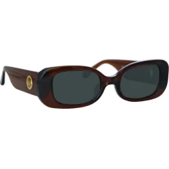Linda Farrow - The Lola Rectangular Sunglasses in Brown - LFL1117C8SUN - Eyewear - Avvenice