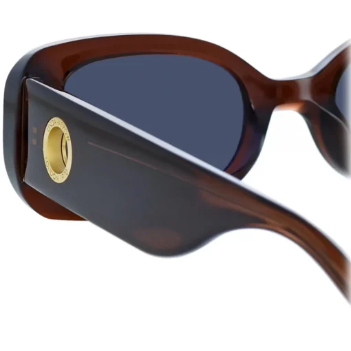 Linda Farrow - The Lola Rectangular Sunglasses in Brown - LFL1117C8SUN - Eyewear - Avvenice