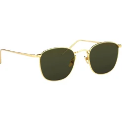 Linda Farrow - The Simon Square Sunglasses in Green Yellow Gold (C5) - LFL479C5SUN - Eyewear - Avvenice