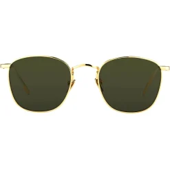 Linda Farrow - The Simon Square Sunglasses in Green Yellow Gold (C5) - LFL479C5SUN - Eyewear - Avvenice