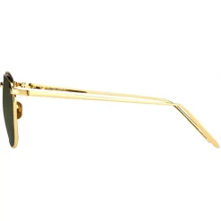 Linda Farrow - The Simon Square Sunglasses in Green Yellow Gold (C5) - LFL479C5SUN - Eyewear - Avvenice