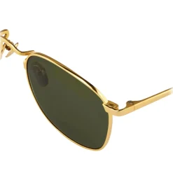 Linda Farrow - The Simon Square Sunglasses in Green Yellow Gold (C5) - LFL479C5SUN - Eyewear - Avvenice