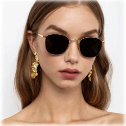 Linda Farrow - The Simon Square Sunglasses in Green Yellow Gold (C5) - LFL479C5SUN - Eyewear - Avvenice
