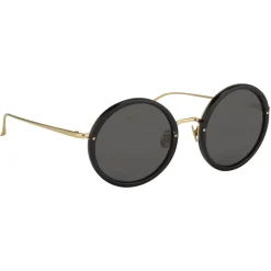 Linda Farrow - The Tracy Round Sunglasses in Black (C11) - LFL239C11SUN - Eyewear - Avvenice^ Sunglasses