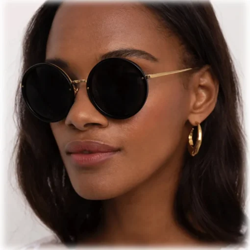 Linda Farrow - The Tracy Round Sunglasses in Black (C11) - LFL239C11SUN - Eyewear - Avvenice^ Sunglasses