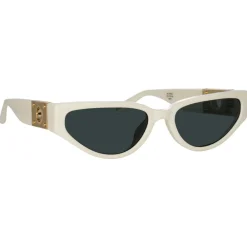 Linda Farrow - Tomie Cat Eye Sunglasses in White - LFL1426C2SUN - Eyewear - Avvenice^ Sunglasses
